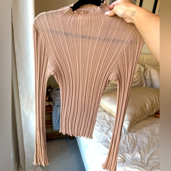 H&M Ribbed Tan Long Sleeve Top - M - Picture 1 of 2